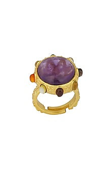 Gold Finish Navratna Stone Ring