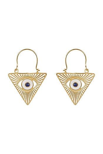 Gold Plated Blue Lapis Stud Earrings