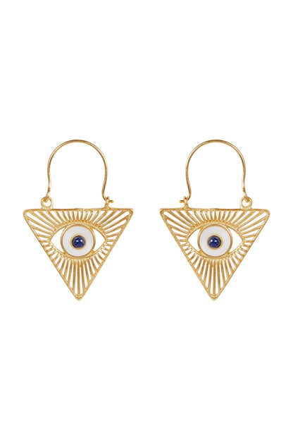 Gold Plated Blue Lapis Stud Earrings