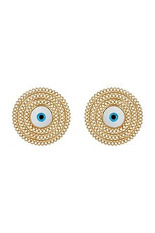 Gold Plated Enameled Stud Earrings
