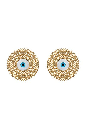 Gold Plated Enameled Stud Earrings