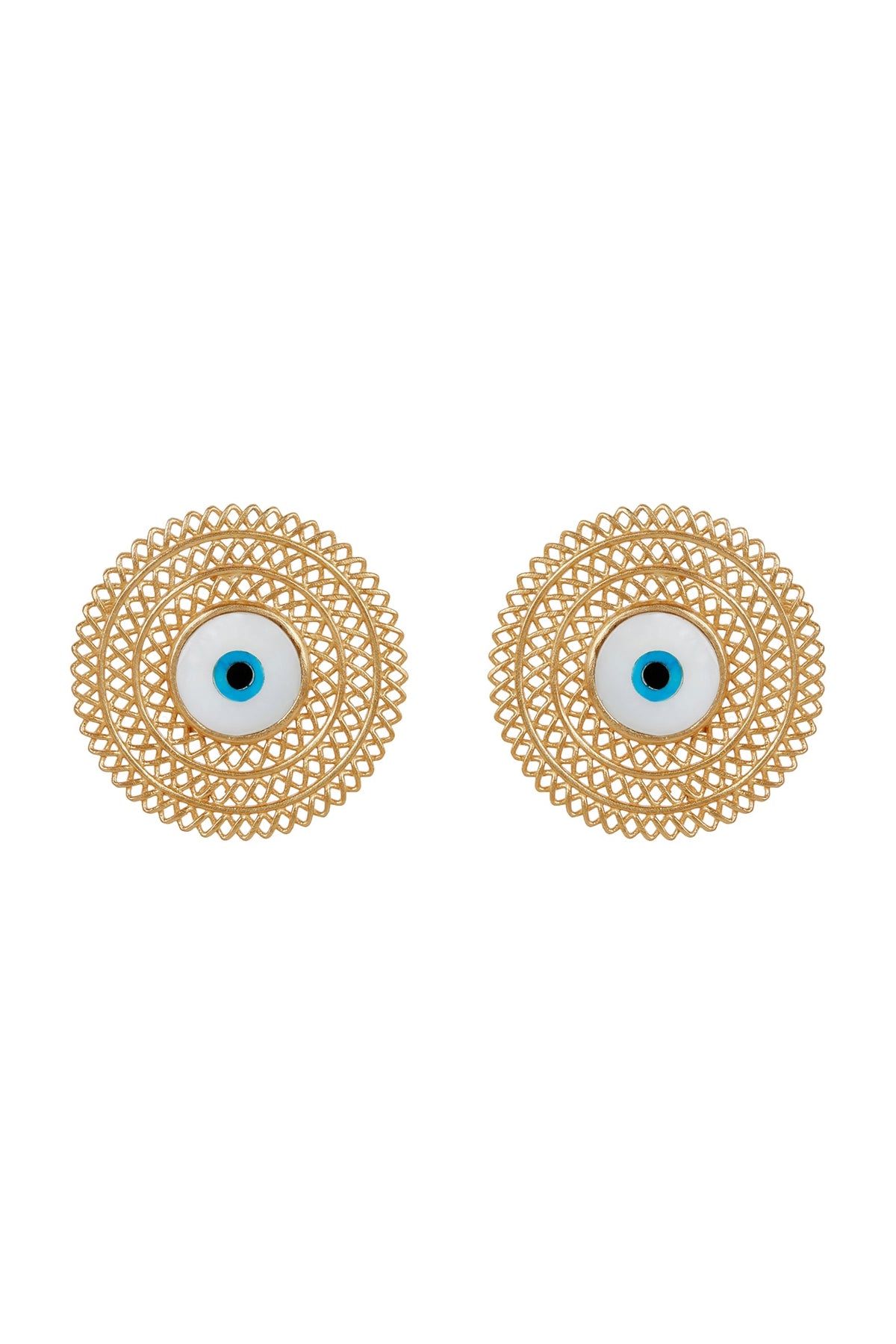 Gold Plated Enameled Stud Earrings
