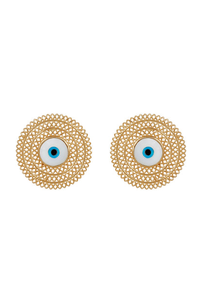 Gold Plated Enameled Stud Earrings