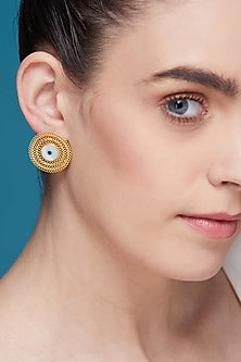 Gold Plated Enameled Stud Earrings