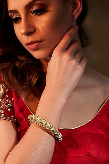 Gold Plated Freshwater Pearl Kada Bangle