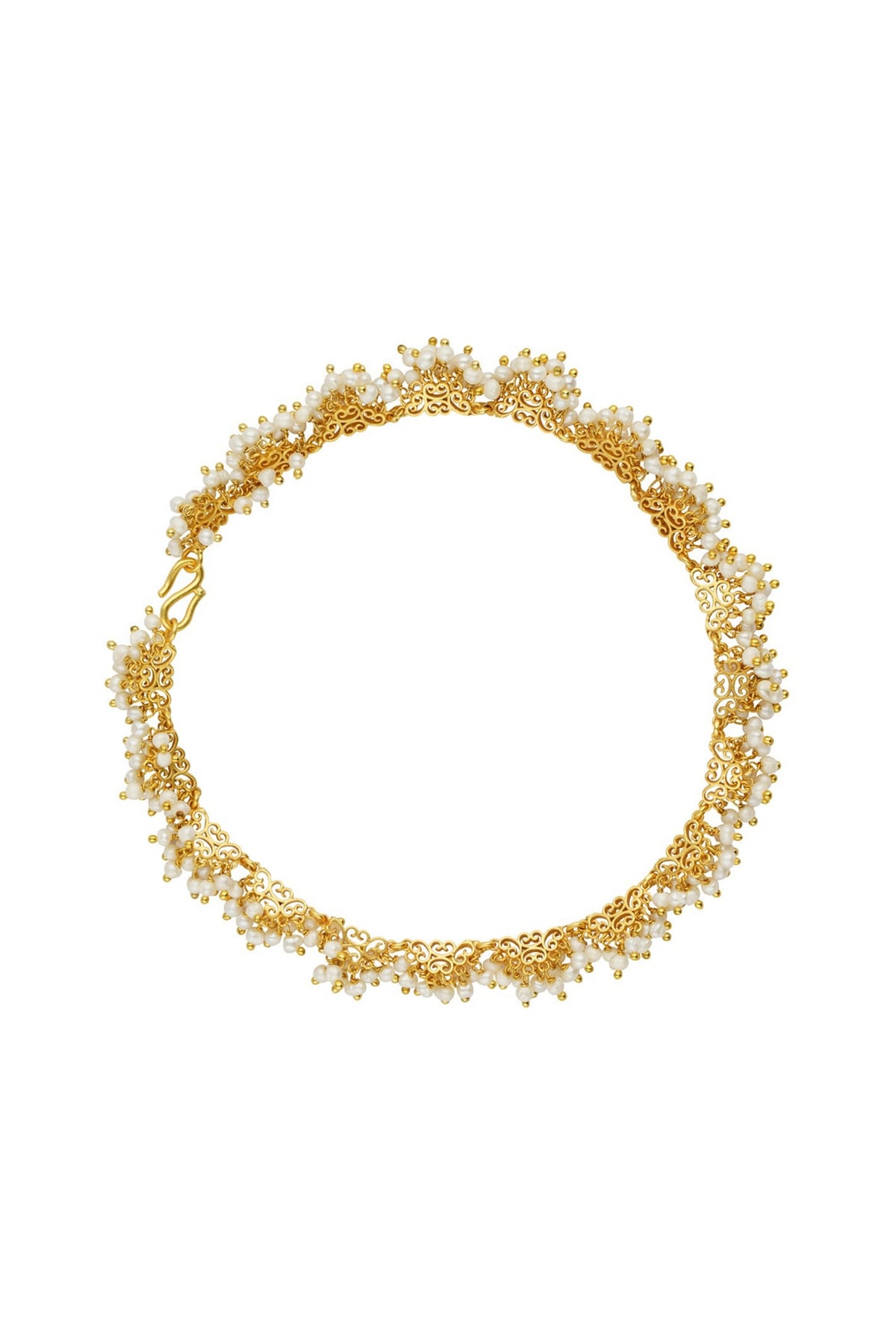 Gold Plated White Pearl Payal