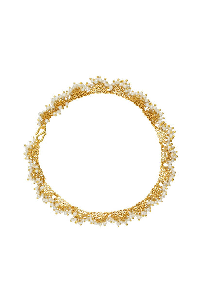 Gold Plated White Pearl Payal