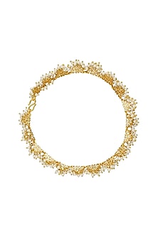 Gold Plated White Pearl Payal