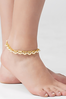 Gold Plated White Pearl Payal