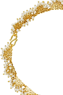 Gold Plated White Pearl Payal