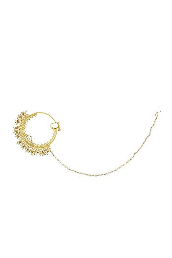 Gold Plated White Pearl Nose Ring