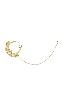 Gold Plated White Pearl Nose Ring