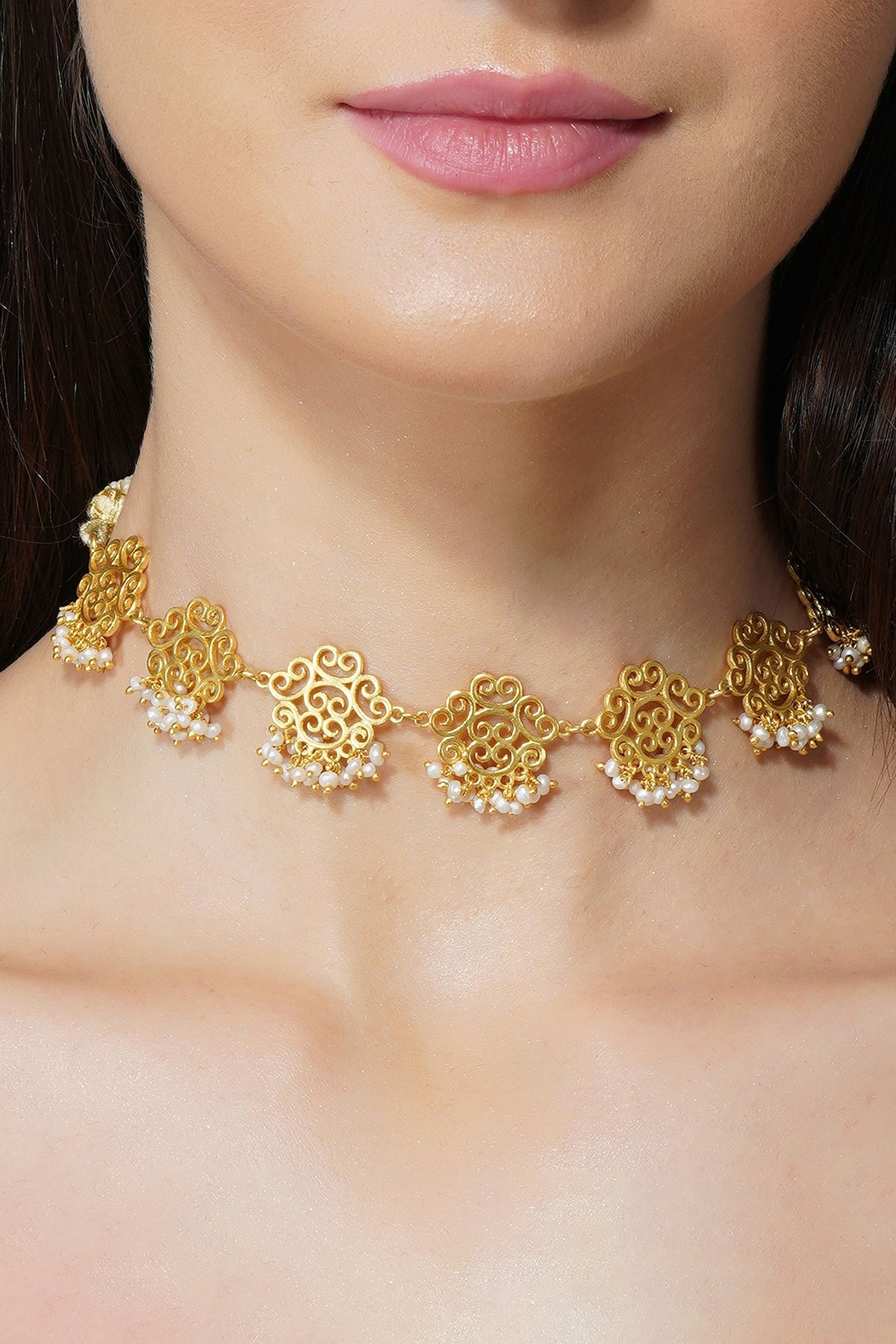 Gold Plated Handcrafted Pearl Bead Necklace