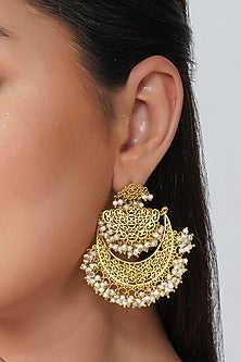 Gold Plated Pearls Drop Earrings