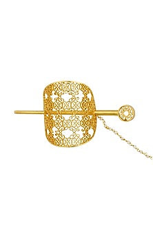 Gold Plated Handcrafted Hair Stick Clip