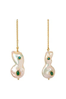 Gold Plated Pearl Thread Earrings