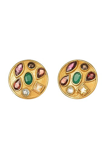 Gold Plated Sapphire Stud Earrings