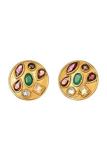 Gold Plated Sapphire Stud Earrings