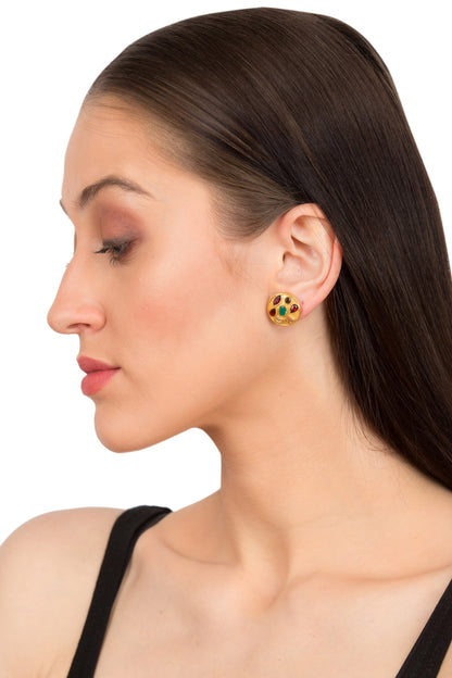 Gold Plated Sapphire Stud Earrings