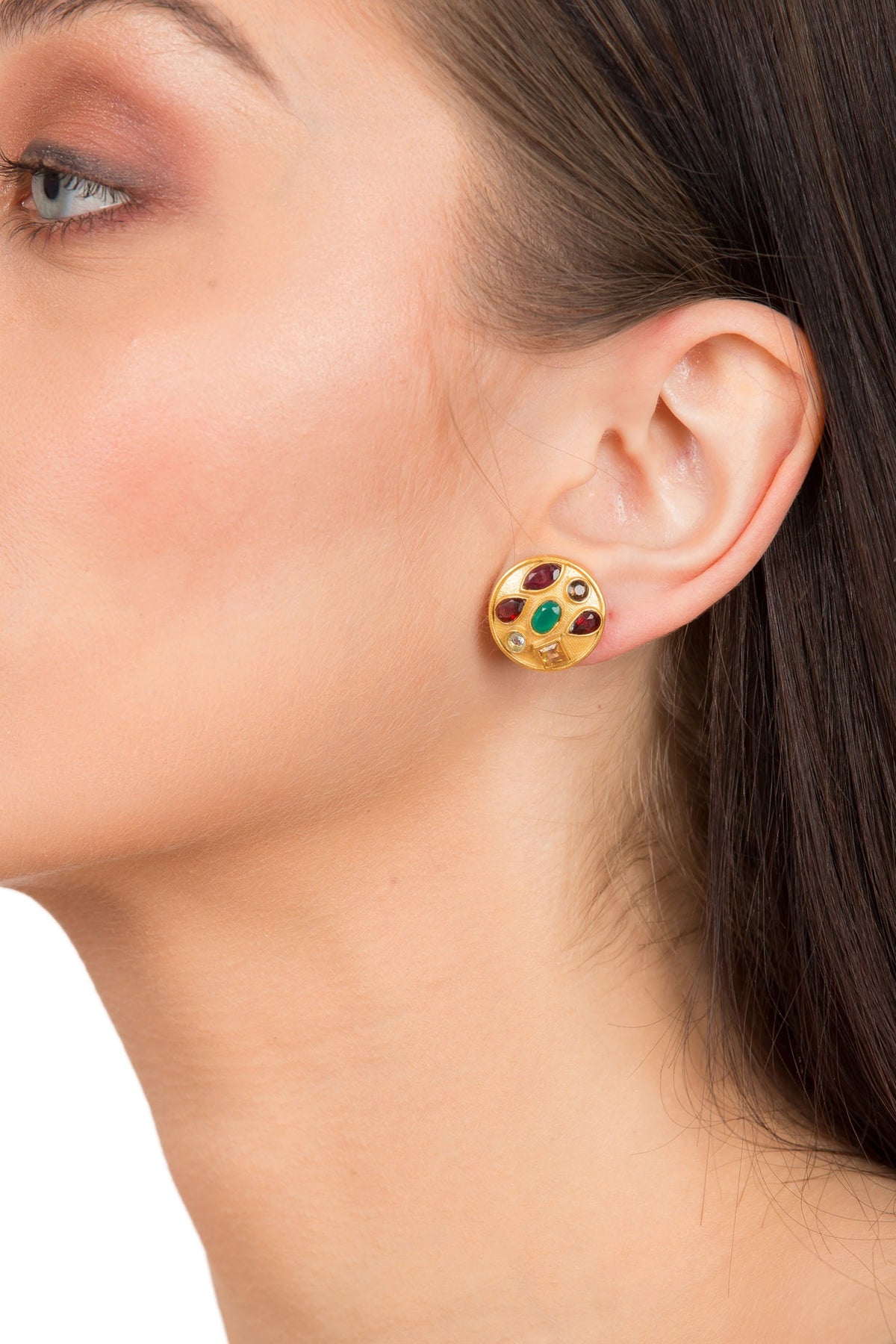 Gold Plated Sapphire Stud Earrings