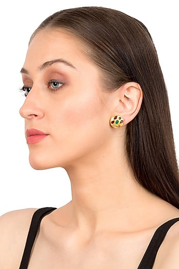 Gold Plated Sapphire Stud Earrings