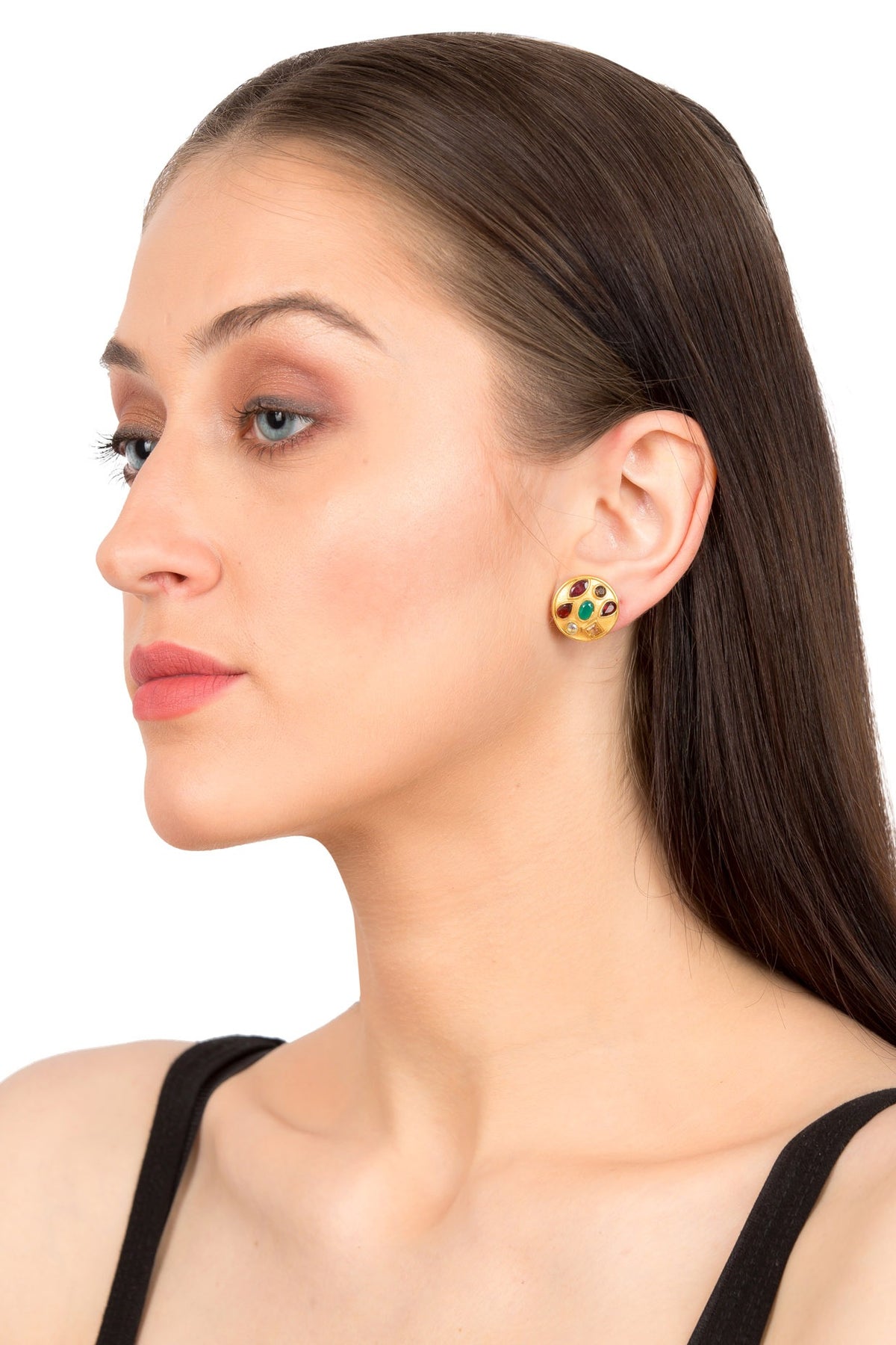 Gold Plated Sapphire Stud Earrings