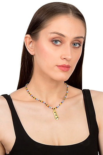 Gold Plated Beaded Pendant Necklace