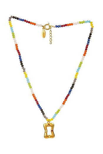 Gold Plated Pendant Necklace With Beads