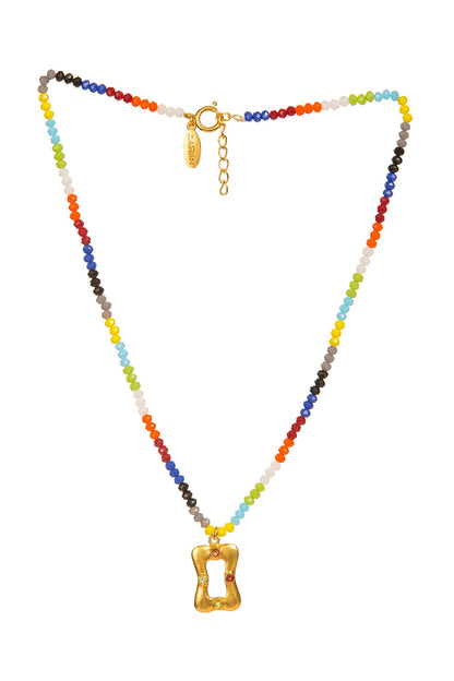 Gold Plated Pendant Necklace With Beads