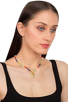 Gold Plated Pendant Necklace With Beads