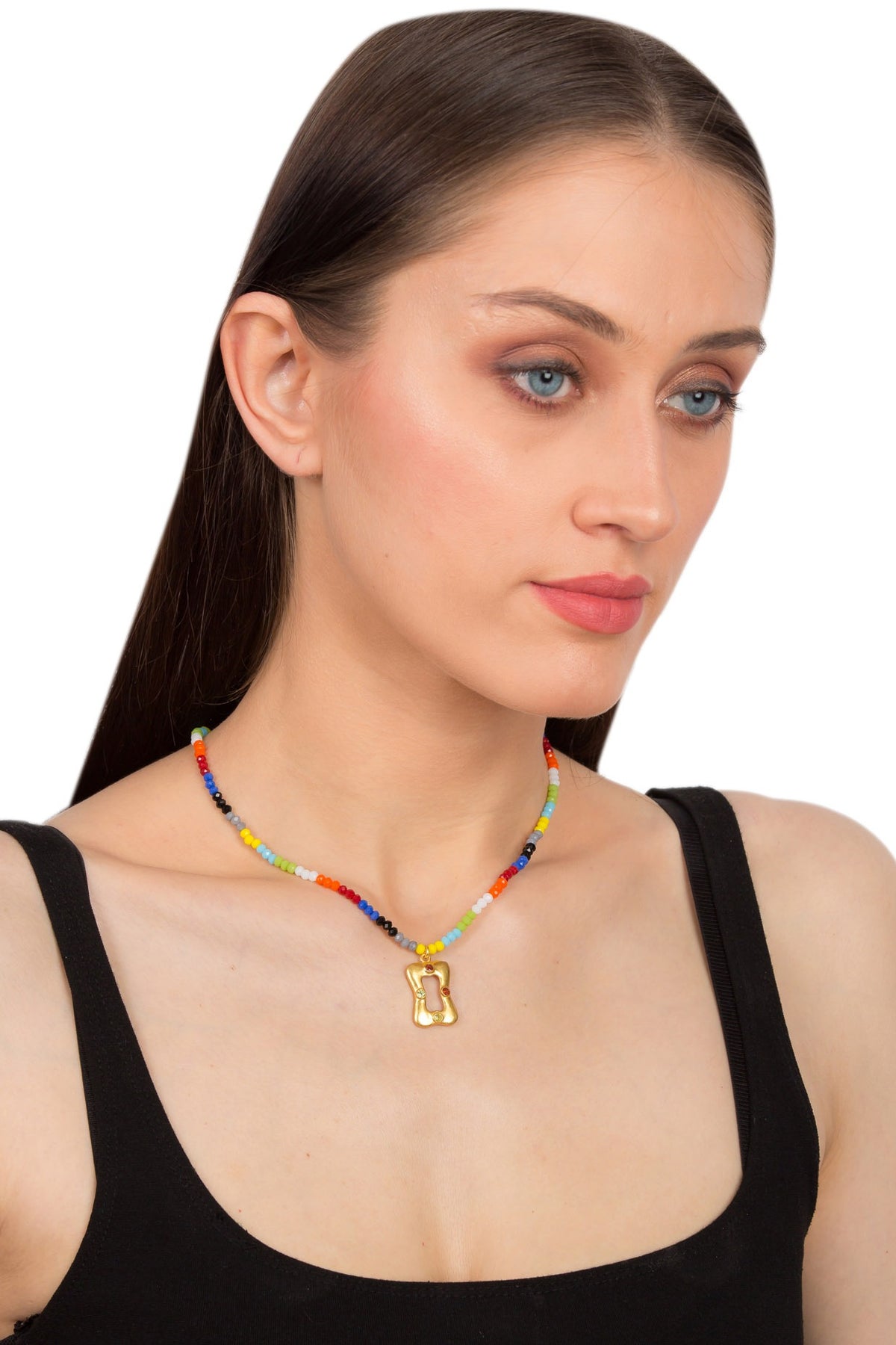 Gold Plated Pendant Necklace With Beads