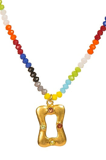 Gold Plated Pendant Necklace With Beads