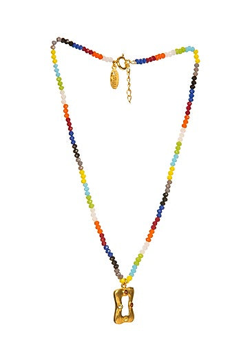 Gold Plated Pendant Necklace With Beads