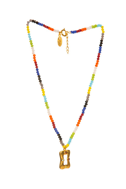 Gold Plated Pendant Necklace With Beads