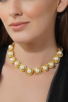 Gold Plated Shell Pearl Necklace