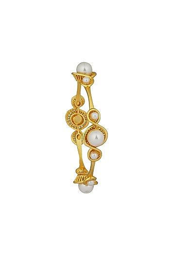 Gold Plated Bangle With Shell Pearls