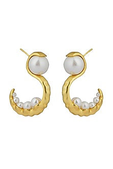 Gold Plated Shell Pearl Earrings