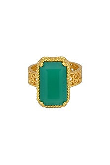 Gold Plated Green Onyx Ring