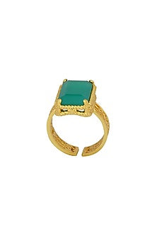 Gold Plated Green Onyx Ring