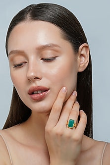 Gold Plated Green Onyx Ring