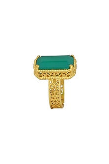 Gold Plated Green Onyx Ring