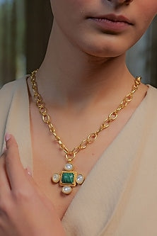 Gold Plated Pearl Pendant Necklace