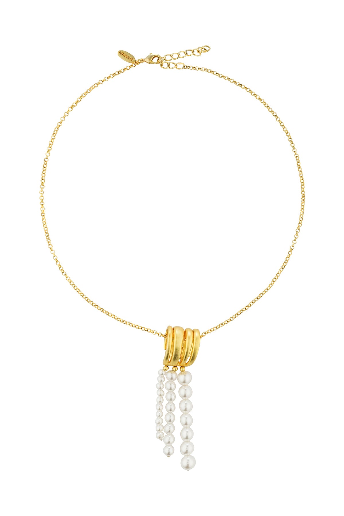Gold Plated Pearl & Motif Pendant Necklace
