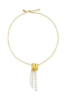 Gold Plated Pearl & Motif Pendant Necklace