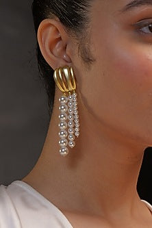 Gold Plated Pearl Strand Earrings