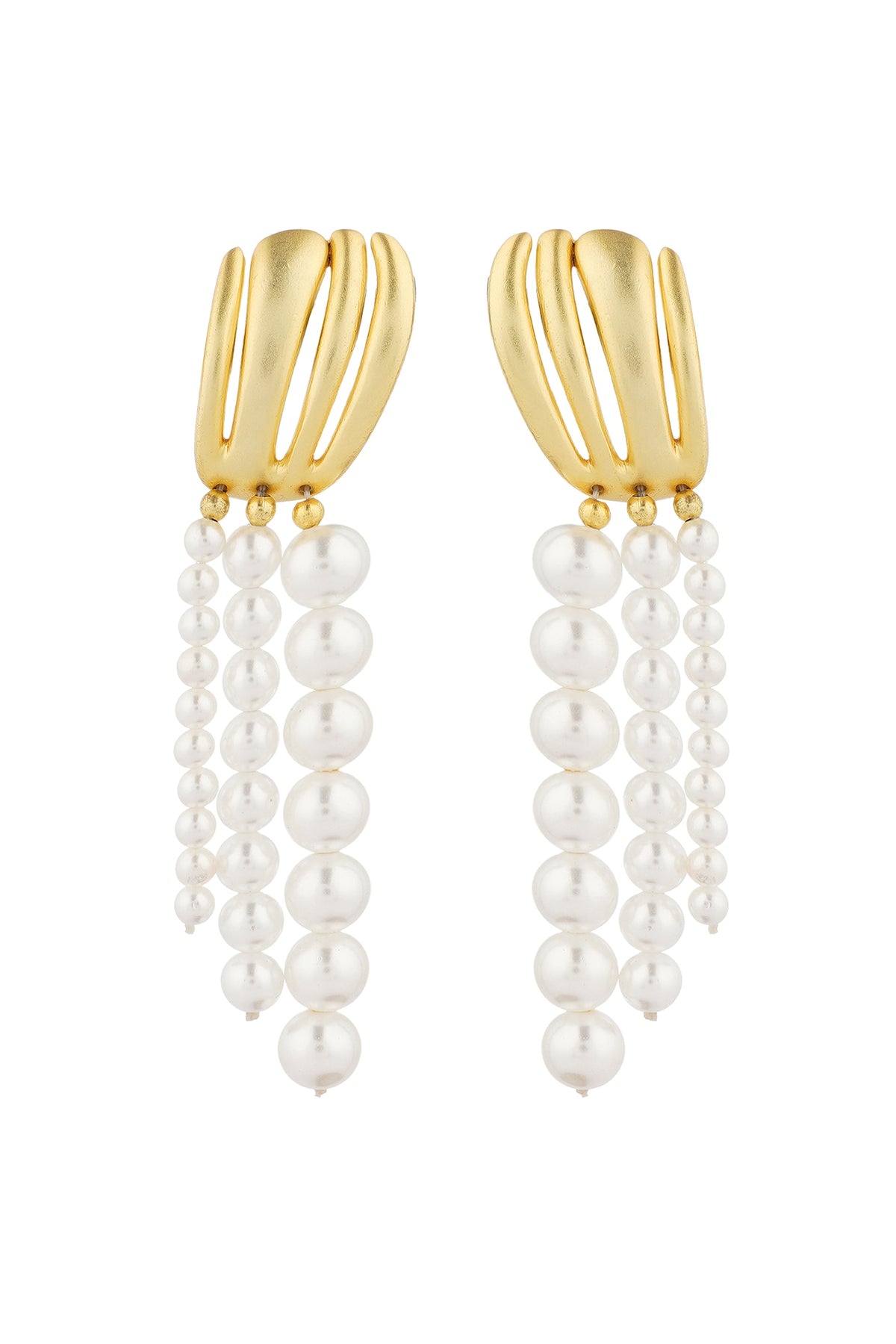 Gold Plated Pearl Strand Earrings