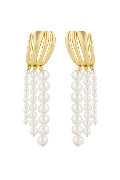 Gold Plated Pearl Strand Earrings