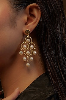 Gold Plated Pearl Drop Earrings