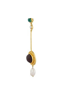 Gold Plated Pearl & Turquoise Malachite Earrings