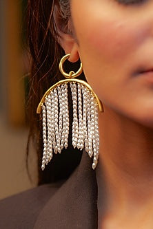 Gold Plated Pearl Hoop Earrings
